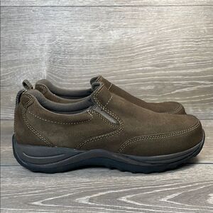LL Bean Comfort Moc Brown Suede Women’s Sz 9 Wide Slip On Casual Shoes